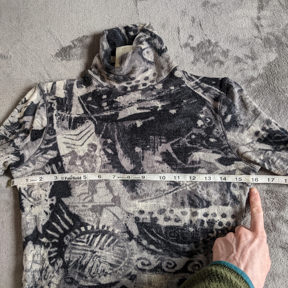 Fuzzi Wool Abstract Patterned Turtleneck Top - image 4